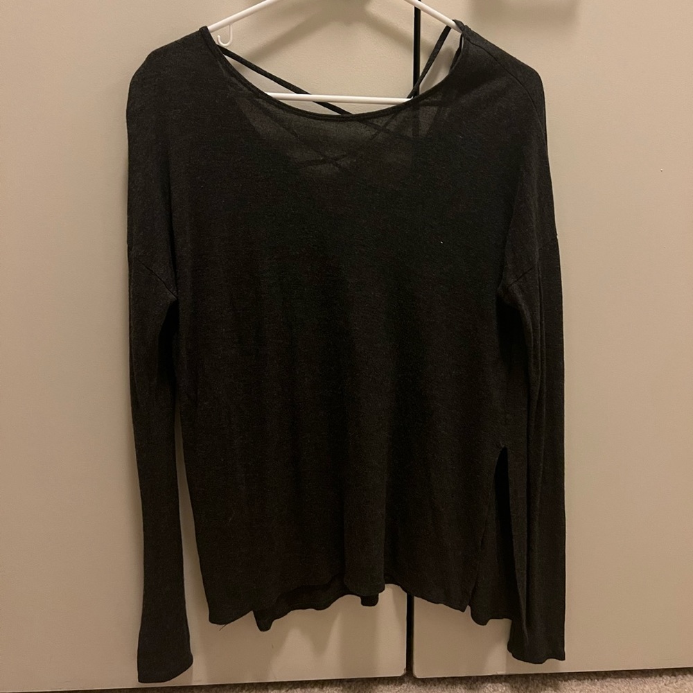 Hollister Charcoal Lattice Back Long-Sleeve Tee